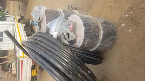 Roll of black irrigation tubing